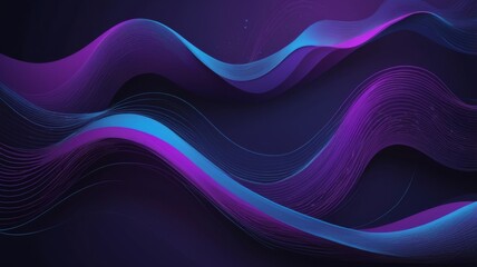 Elegant abstract design featuring smooth wavy lines in vibrant blue and purple gradient tones, creating a futuristic and modern aesthetic.
