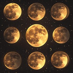 Obraz premium Celestial Phases Captivating Lunar Cycles of the Night Sky