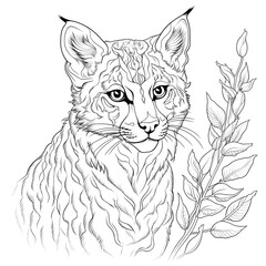 Black and white illustration coloring page for coloring, for kids and adults, with cute animals