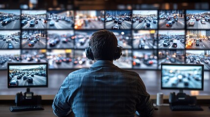 Surveillance officer tracks urban traffic in cyber hub for national security