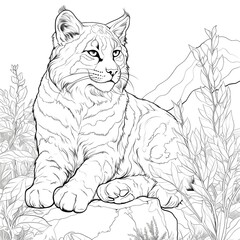 Black and white illustration coloring page for coloring, for kids and adults, with cute animals