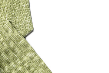 Green tablecloth isolated on white, top view