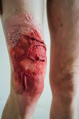 Severe Burn Injury on a Leg: Medical Photography