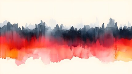 Vibrant Abstract Watercolor Multilayer Strip Background with Dark Red and Fiery Tones for Design