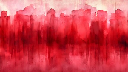 Vibrant Abstract Watercolor Painting with Layered Red Stripes and Lines