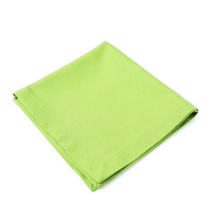 One light green folded napkin isolated on white