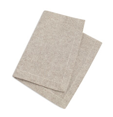One grey napkin isolated on white, top view