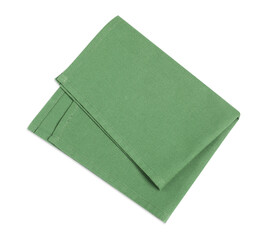 One bright green napkin isolated on white, top view