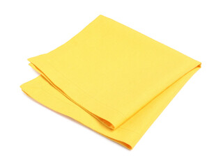 One bright yellow napkin isolated on white