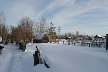 bathhouse, area in the village covered with snow
