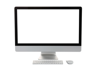 Computer monitor, keyboard and mouse isolated on white