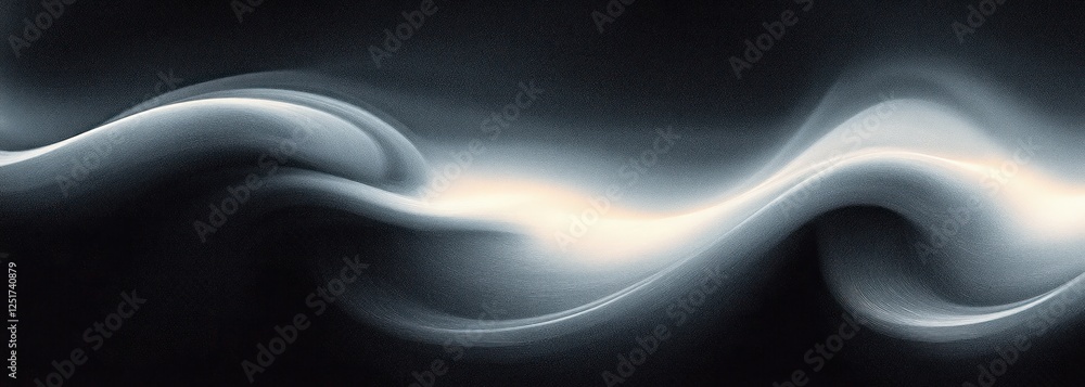 Poster monochrome abstract design soft flowing curves light gray black background texture