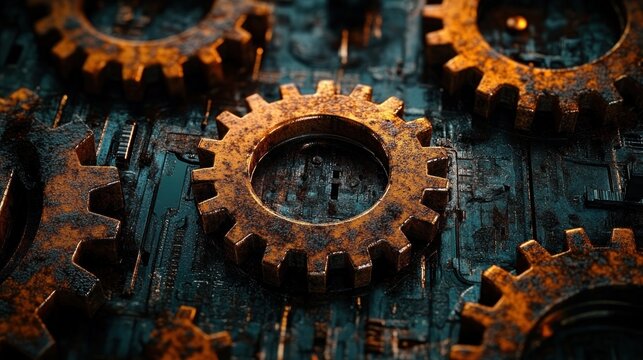 Rusty Gears and Dark Surfaces Showcasing Concurrency in Software Engineering and Computing Processes