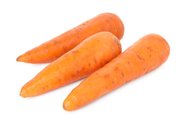 Fresh carrots isolated on white. Root vegetable