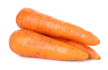 Fresh carrots isolated on white. Root vegetable