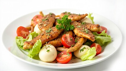 Delicious Grilled Chicken Salad with Cherry Tomatoes and Mozzarella Balls
