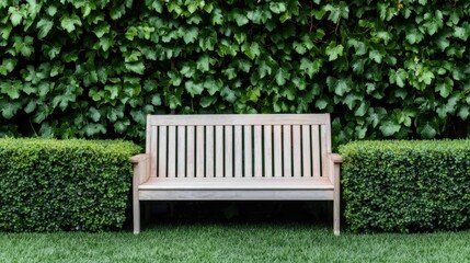 Relaxing on a wooden bench surrounded by lush greenery in a garden inviting outdoor setting tranquil atmosphere serene viewpoint
