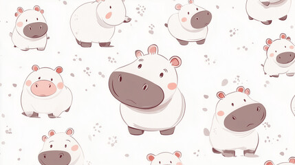 seamless pattern with hippo