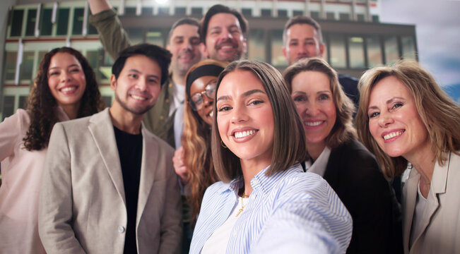 Multicultural Business Team Captures Happy Moments