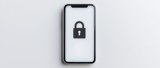 Cybersecurity Protection Against Cyberattacks and Breaches. Smartphone displaying a locked screen with a padlock icon.