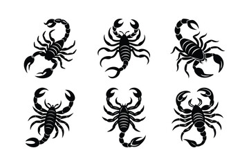 Set of Scorpio silhouette vector illustration