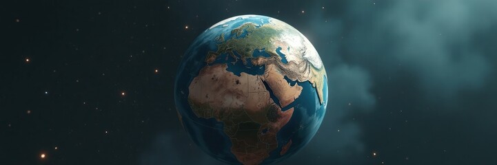 Fototapeta premium Earth globe in space showing Europe and Africa, environment concept.