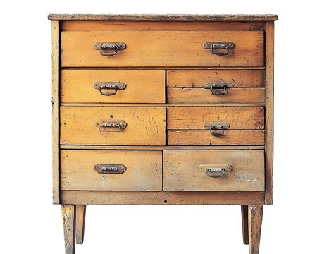 A wooden dresser with six drawers