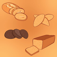 Illustrations-Different types of bread