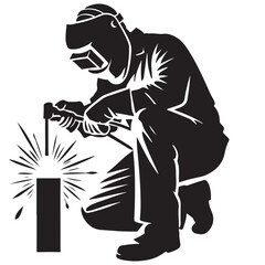 Welder Silhouette Vector Illustration Industrial Worker Profession Design