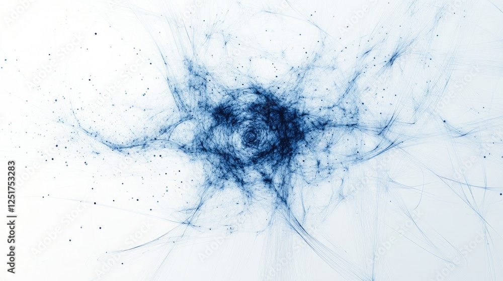 Poster a conceptual image of a wi-fi symbol composed of digital lines and particles, radiating from a centr