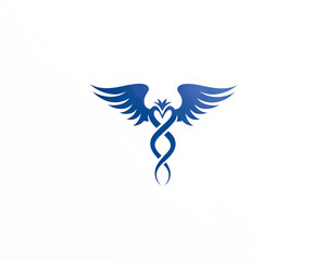 Fototapeta premium the caduceus medical symbol with wings on a white background, in a simple, minimalistic style