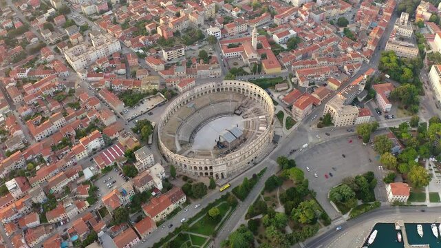 Pula amphitheater in the morning, Croatia