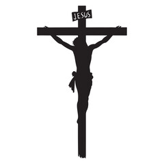 Jesus Christ on Cross Silhouette Vector Art for Easter and Religion