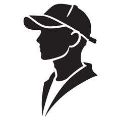 Man Wearing a Baseball Cap Silhouette Vector Illustration