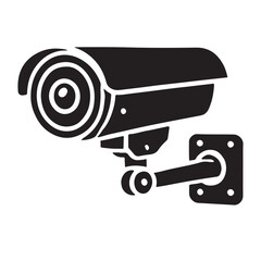 Security Camera Silhouette Vector Icon Surveillance Monitoring Technology