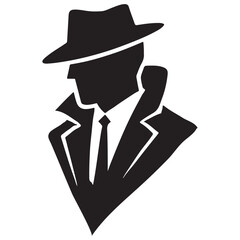 Mysterious Detective Silhouette Vector Art for Noir Crime Designs