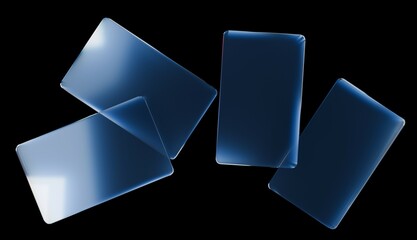 Blue Glass business card dispersion 3d render