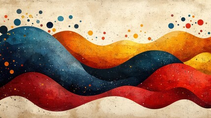 Obraz premium Abstract watercolor waves, textured background, vibrant colors, design element
