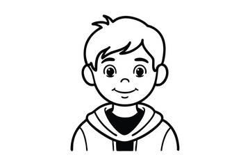 Cartoon boy smile, Happy,  vector silhouette illustration