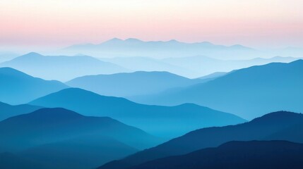 Serene mountain landscape at dawn nature photography soft colors tranquil environment wide viewpoint peaceful concept