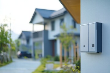 Modern Residential Smart Meter Box on a House Exterior