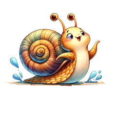 Excited Snail Splashing in Water