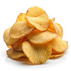 Delicious potato chips, isolated on transparent white background, clipping path