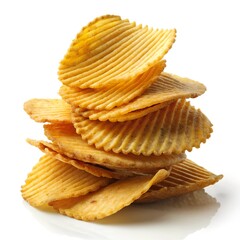 Delicious potato chips, isolated on transparent white background, clipping path