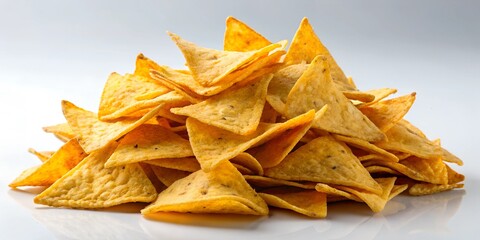 Delicious potato chips, isolated on transparent white background, clipping path