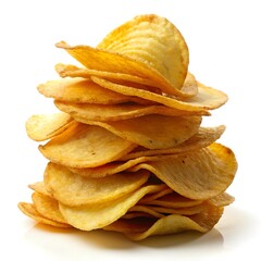 Delicious potato chips, isolated on transparent white background, clipping path