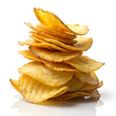 Delicious potato chips, isolated on transparent white background, clipping path