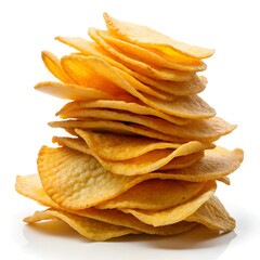Delicious potato chips, isolated on transparent white background, clipping path