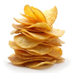 Delicious potato chips, isolated on transparent white background, clipping path