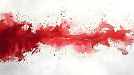 Striking Red Watercolor Splash Abstract Painting on Paper